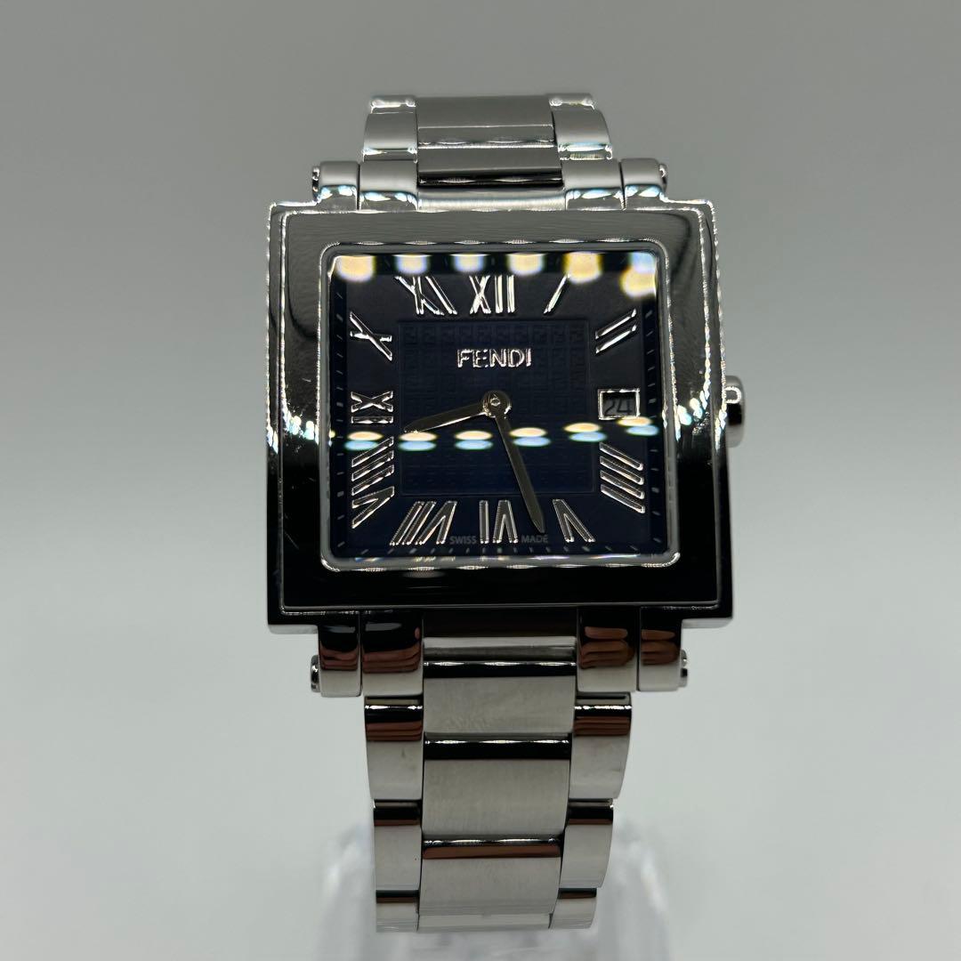 美品 稼働品 FENDI フェンディ クアドロ 60500G スクエア シルバー