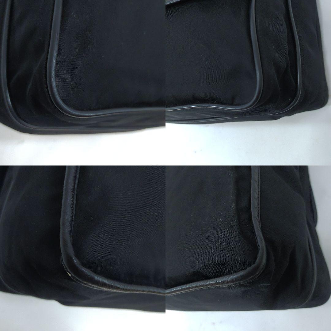 【美品】プラダ メッセンジャーバッグ レザー×ナイロン A4可 三角ロゴ 黒