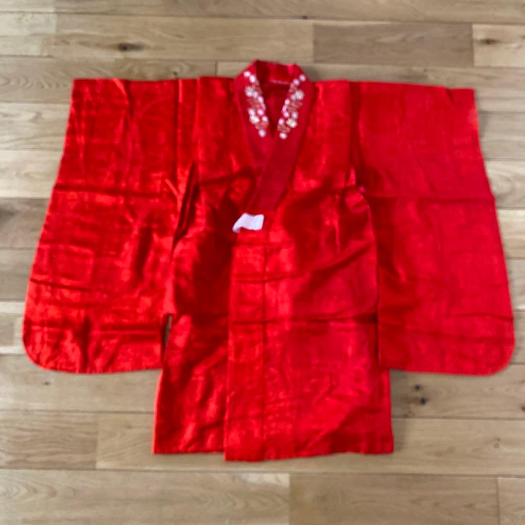 七五三　女の子　7歳向け　正絹　絞り入り　レトロ着物　セット