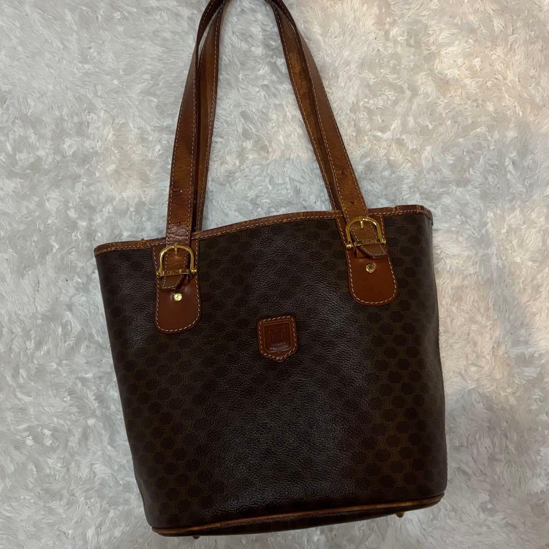 美品 CELINE トートバッグ M95 マカダム 肩掛け ダークブラウン