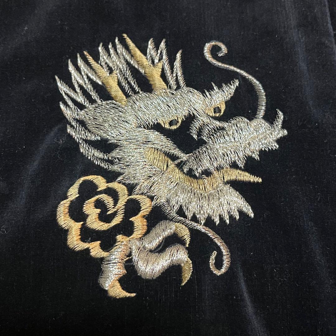 90s スカジャン　別珍　スーベニアジャケット　龍　富士　刺繍