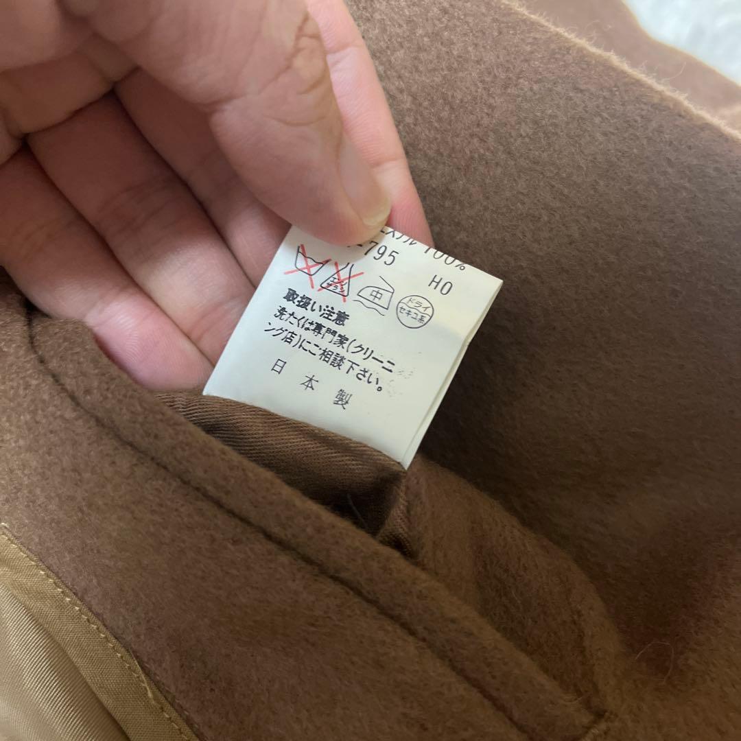 【極美品】カシミヤ混 ダブルチェスターコート ロング丈 L 茶 日本製 極暖