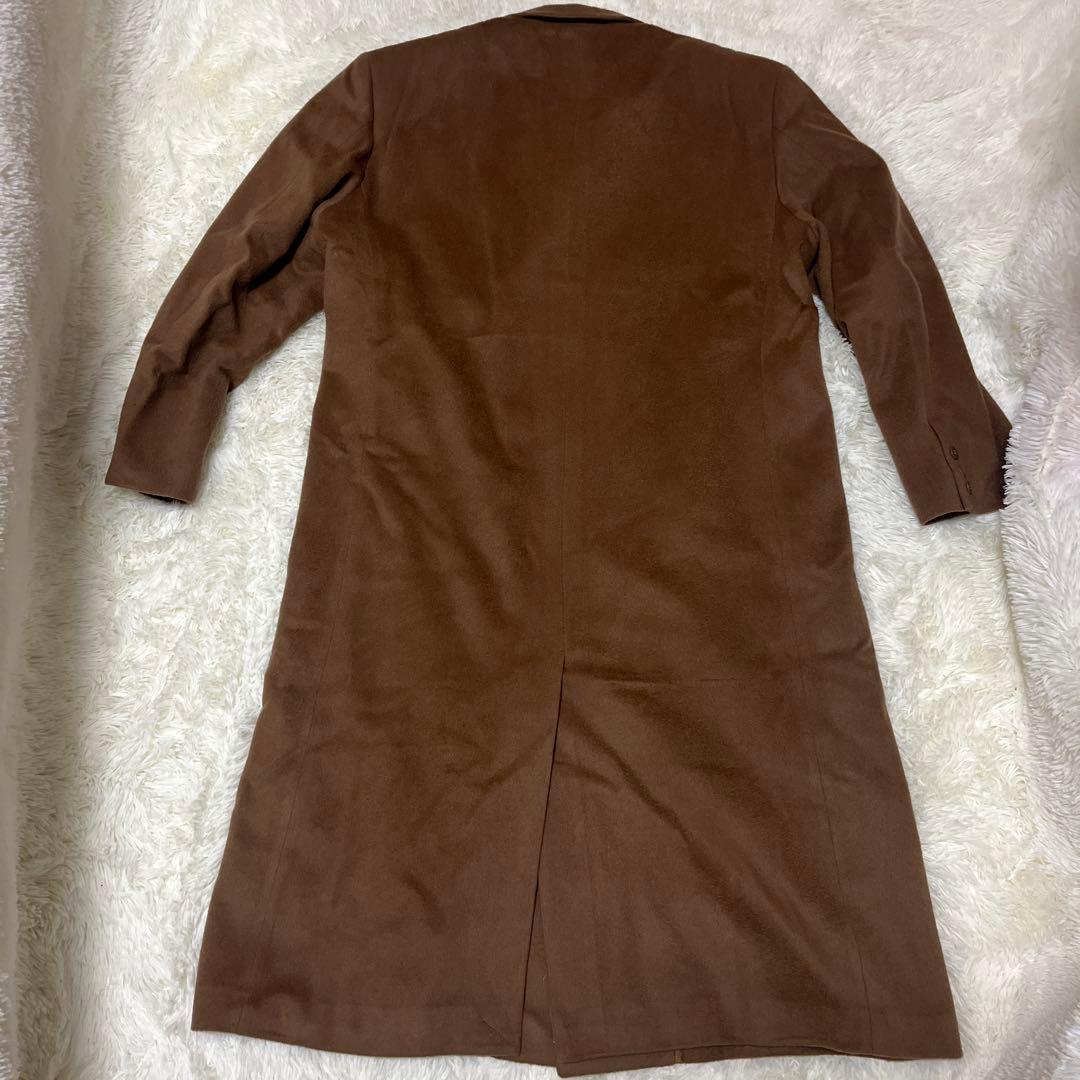 【極美品】カシミヤ混 ダブルチェスターコート ロング丈 L 茶 日本製 極暖