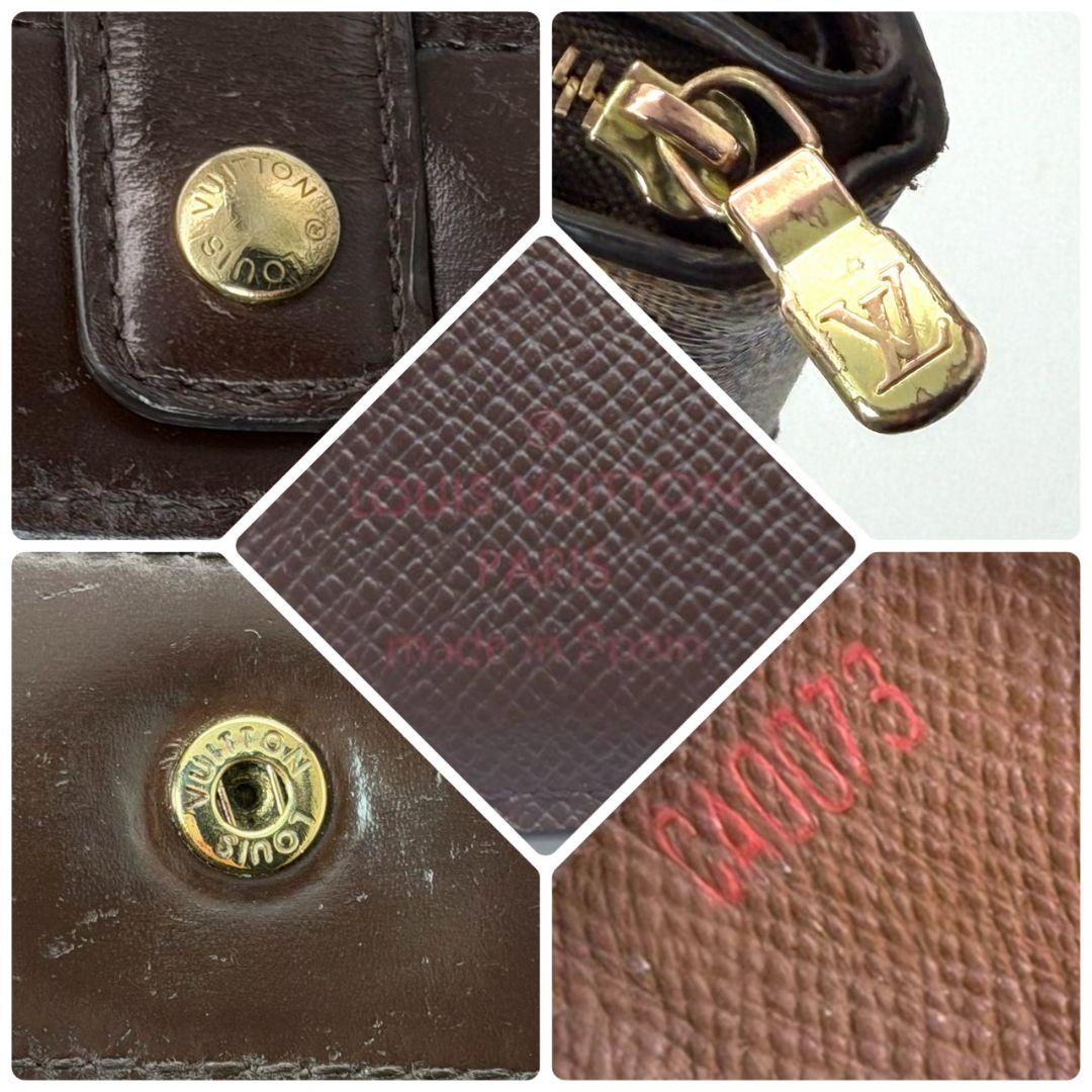 良品 ルイヴィトン ダミエ エベヌ コンパクトジップ 財布 二つ折り ラウンド