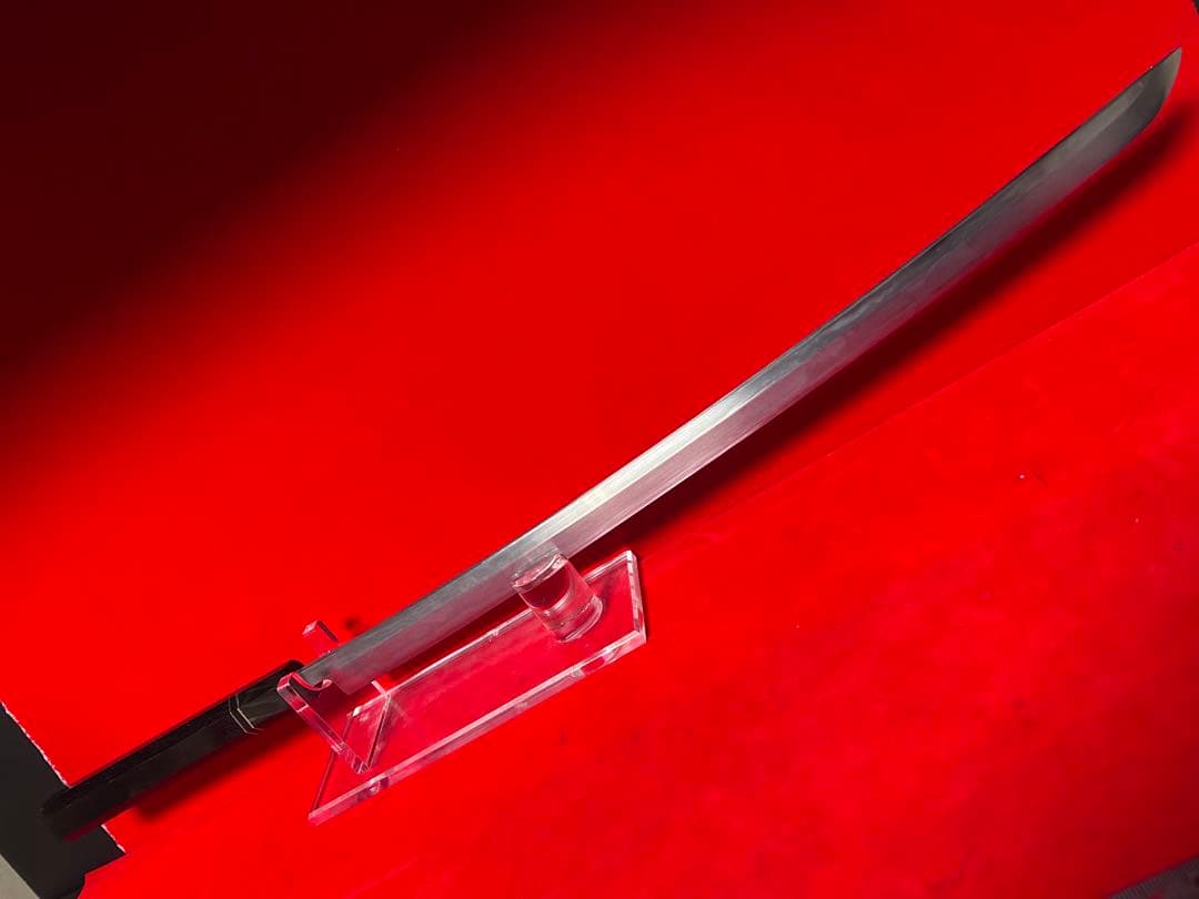 01554 包丁　先丸型　マグロ包丁　玉鋼　墨流し　地肌有り　両刃　未使用品