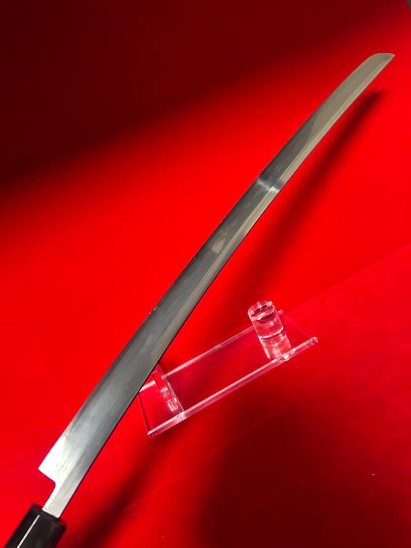 01554 包丁　先丸型　マグロ包丁　玉鋼　墨流し　地肌有り　両刃　未使用品