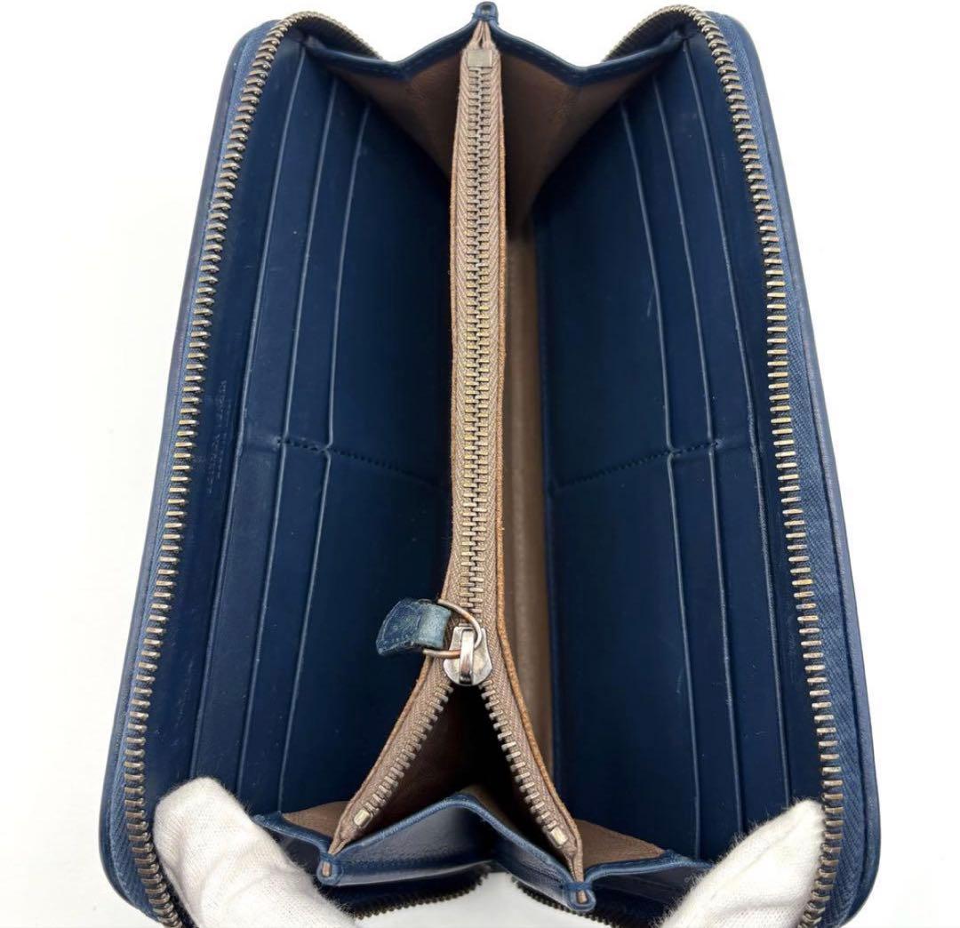 【新品未使用】BOTTEGA 長財布 ラウンドジップ　ネイビー　青