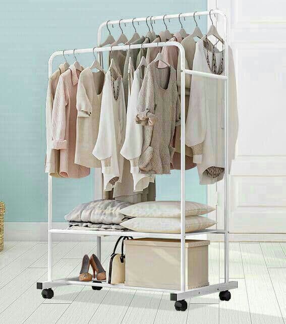 ハンガーを干す 屋内シンプル衣類や帽子の収納棚 コートハンガー ホイール付き1
