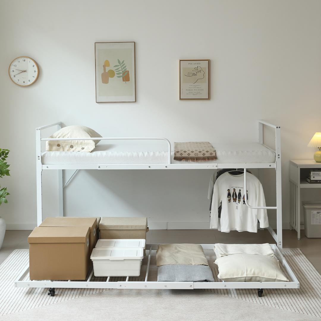 【高さ110cm】ロフトベッド 親子ベッド パイプベッド キャスター付 収納