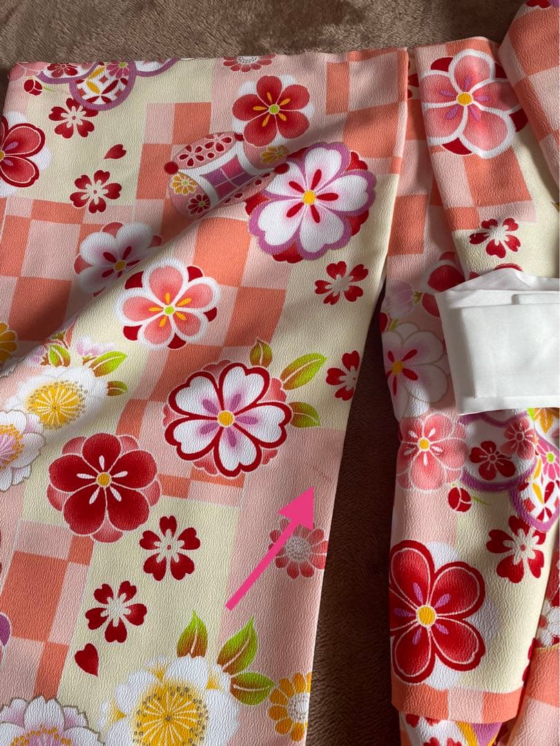 七五三着物 3歳 女の子被布セット マユミブランド 濃淡ピンク市松グラデーション