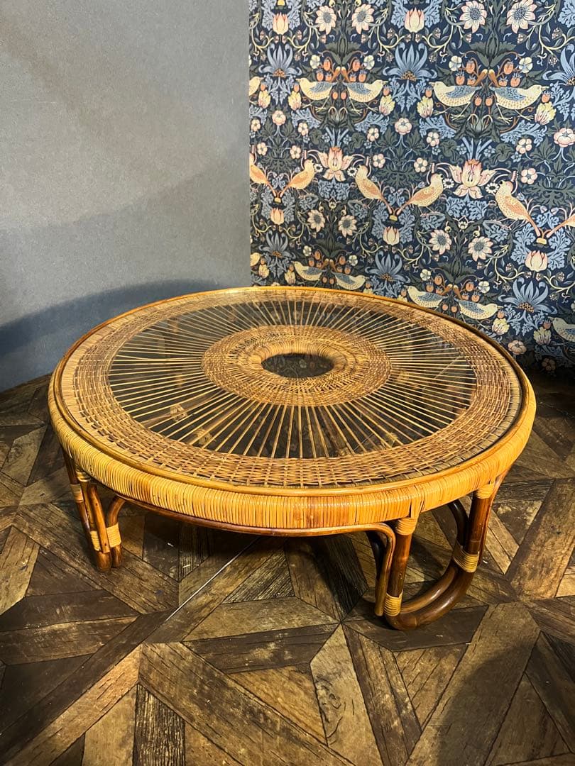 ラタン 竹 座卓 ローテーブル インテリア 昭和レトロ