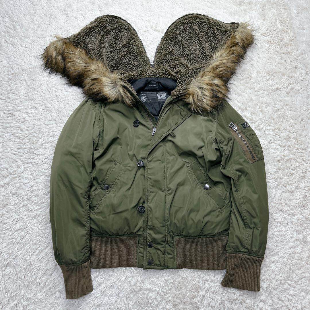 【美品】DIESEL ディーゼル N-2B フライトジャケット 短丈 カーキ M
