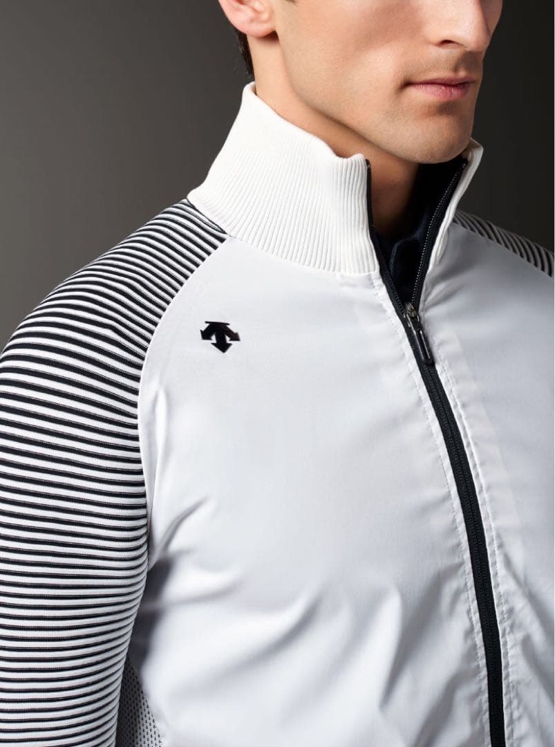 【美品】デサントゴルフ　ストライプデザイン フルジップジャケット