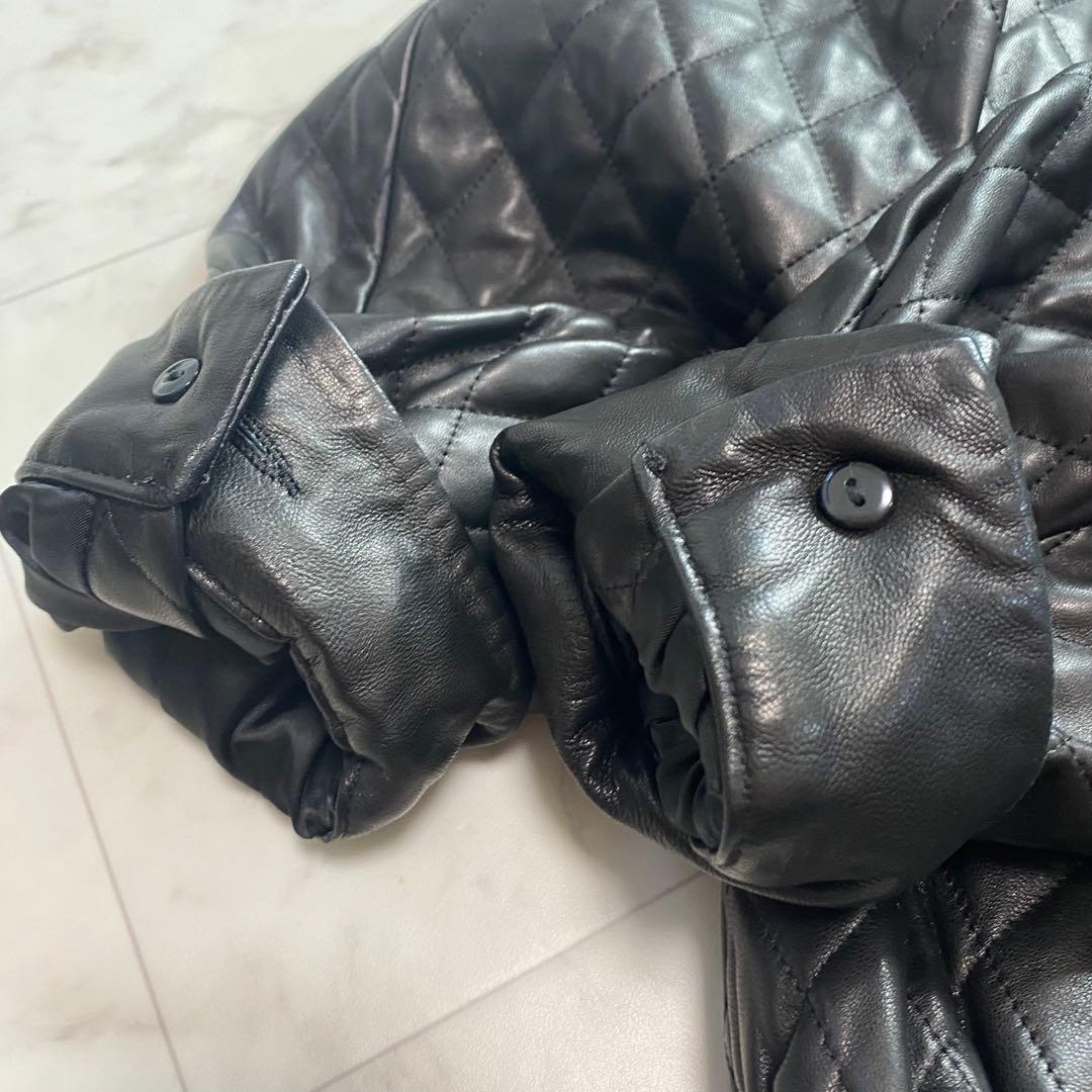 グレースクラス　黒　レザーキルティングジャケット　金ボタン　定価7.9万