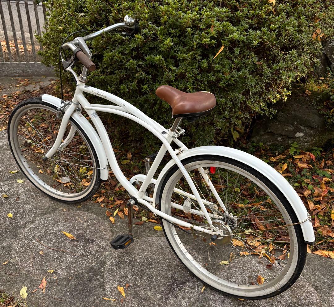 カリフォルニアスタイル ビーチクルーザー 26インチ ホワイト引取り限定