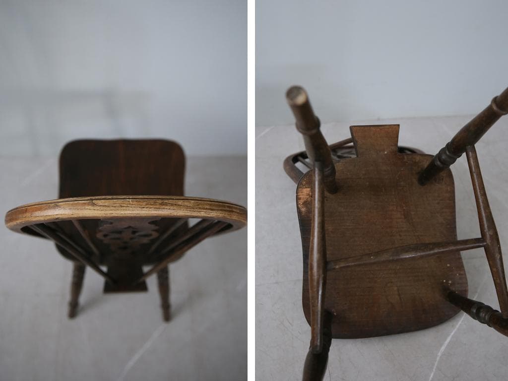 英国アンティーク木製ホイールバックチェア/ダイニングイス/椅子(91-203-1