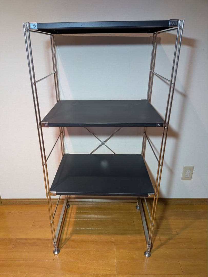 ■送料込■無印良品 ステンレスユニットシェルフ ダークグレー 棚 収納 黒
