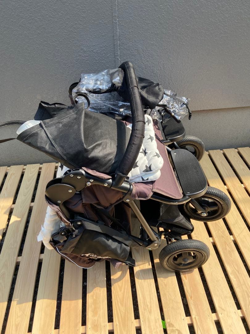 美品★エアバギー ココダブル 双子用ベビーカー　バギーボード　セット付き