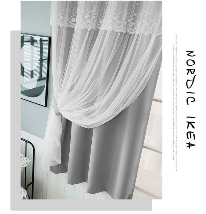 可愛い二層カーテン　遮光カーテン　レースカーテン