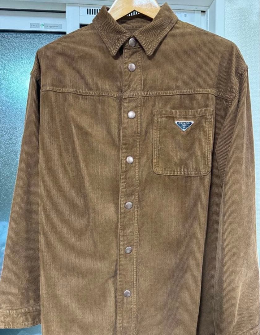 PRADA プラダ　トライアングルプレート　コーデュロイジャケット　ブラウン