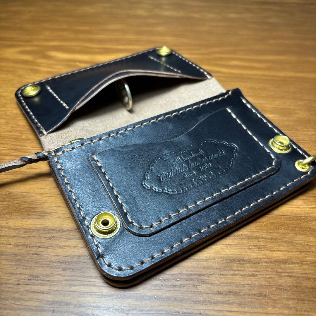 acsid ショートウォレット 糸ベージュ　マチ付き