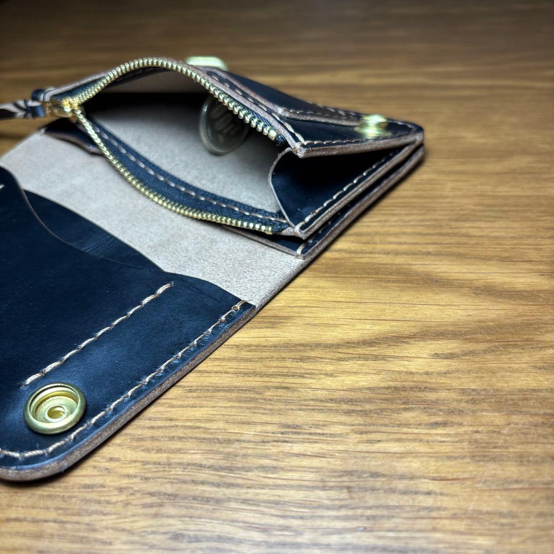 acsid ショートウォレット 糸ベージュ　マチ付き