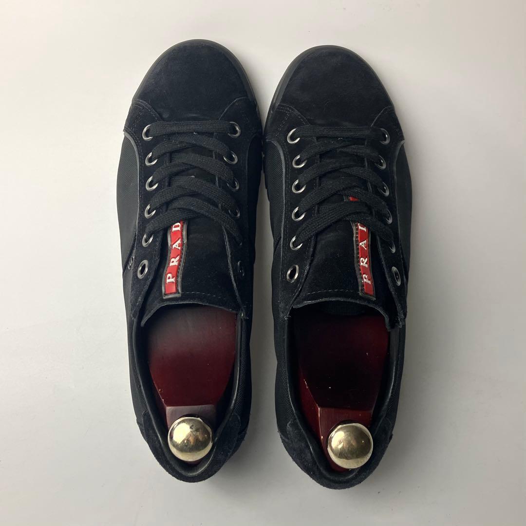 【極美品】プラダスポーツ　スエード×ナイロン　ロートップスニーカー　黒　25.5