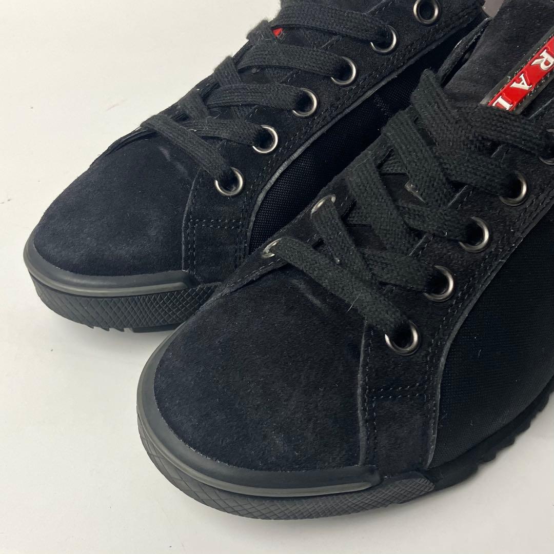 【極美品】プラダスポーツ　スエード×ナイロン　ロートップスニーカー　黒　25.5