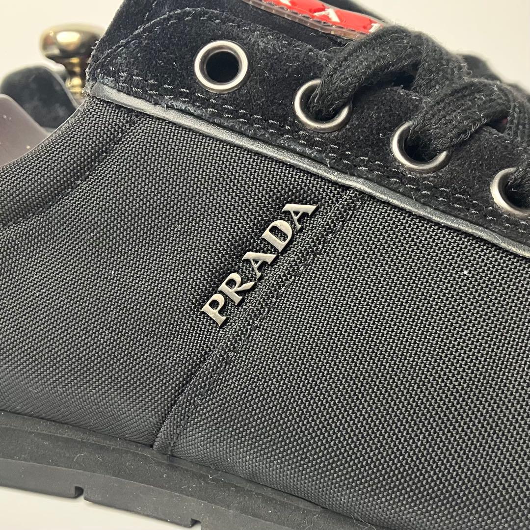 【極美品】プラダスポーツ　スエード×ナイロン　ロートップスニーカー　黒　25.5