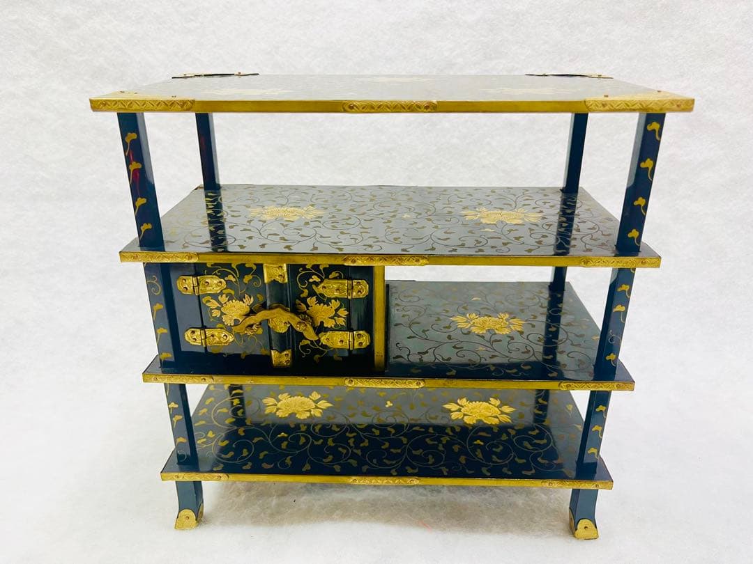 大正時代 雛道具 書棚 蒔絵 本銀 美品 箱付