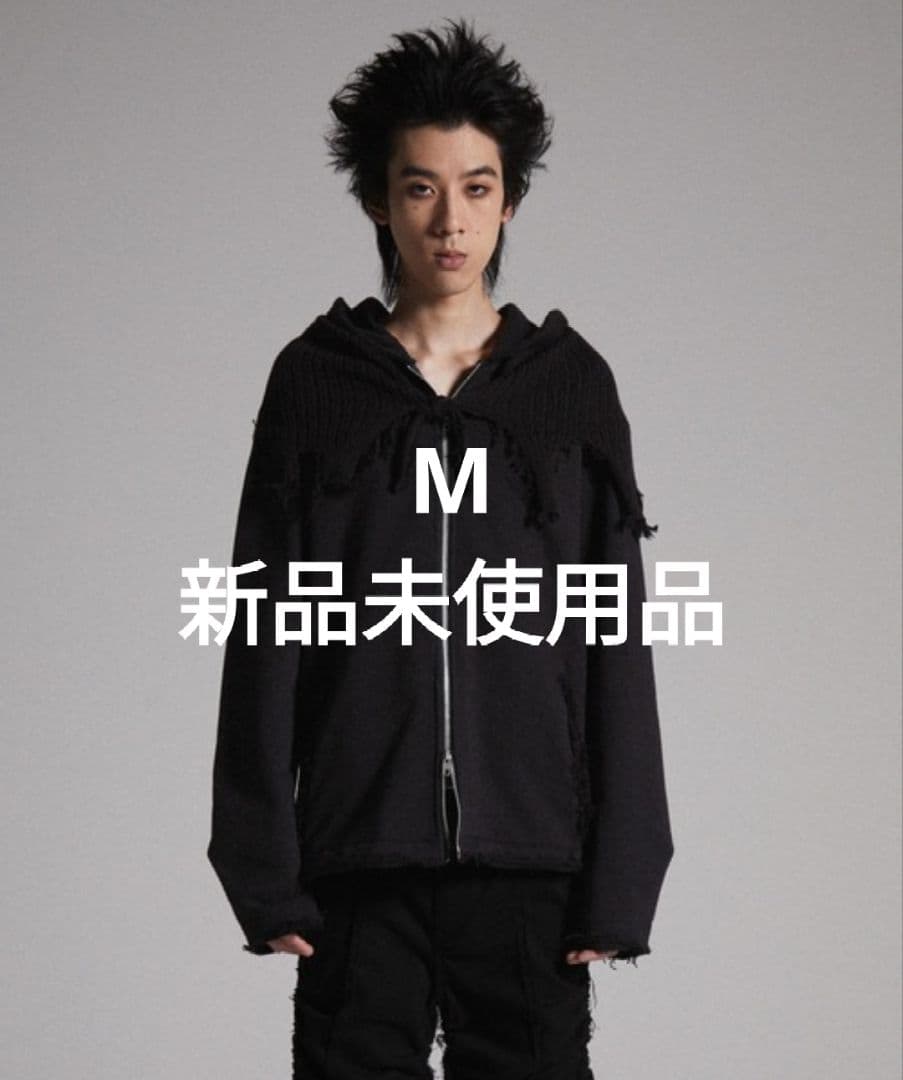 【新品未使用】GRANCY ニットレイヤードデザインジップフーディ ブラック/M