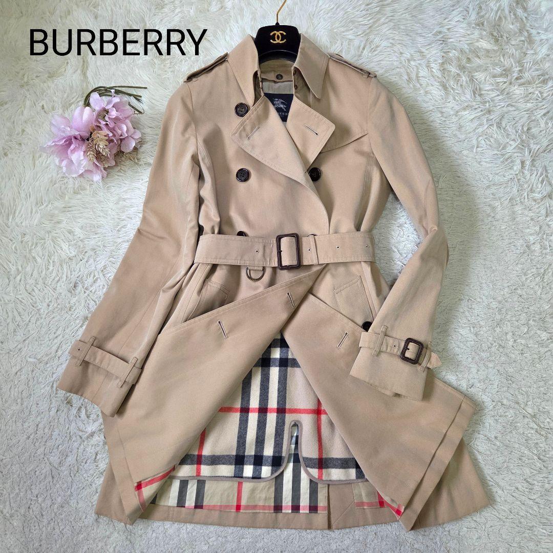 美品 バーバリー ハニーベージュ トレンチコート ライナー ノバチェック 36S