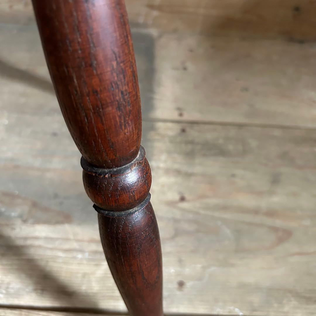 フランスアンティーク 木製 三本脚 スツール ダークブラウン　②