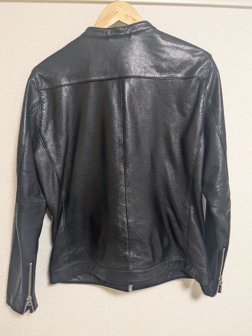 レザーシングルライダースジャケット ブラック L