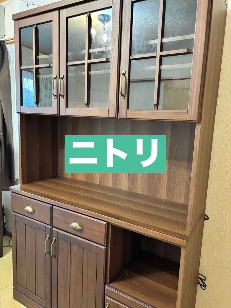 ニトリ　食器棚　ブラウン　コンセント3箇所