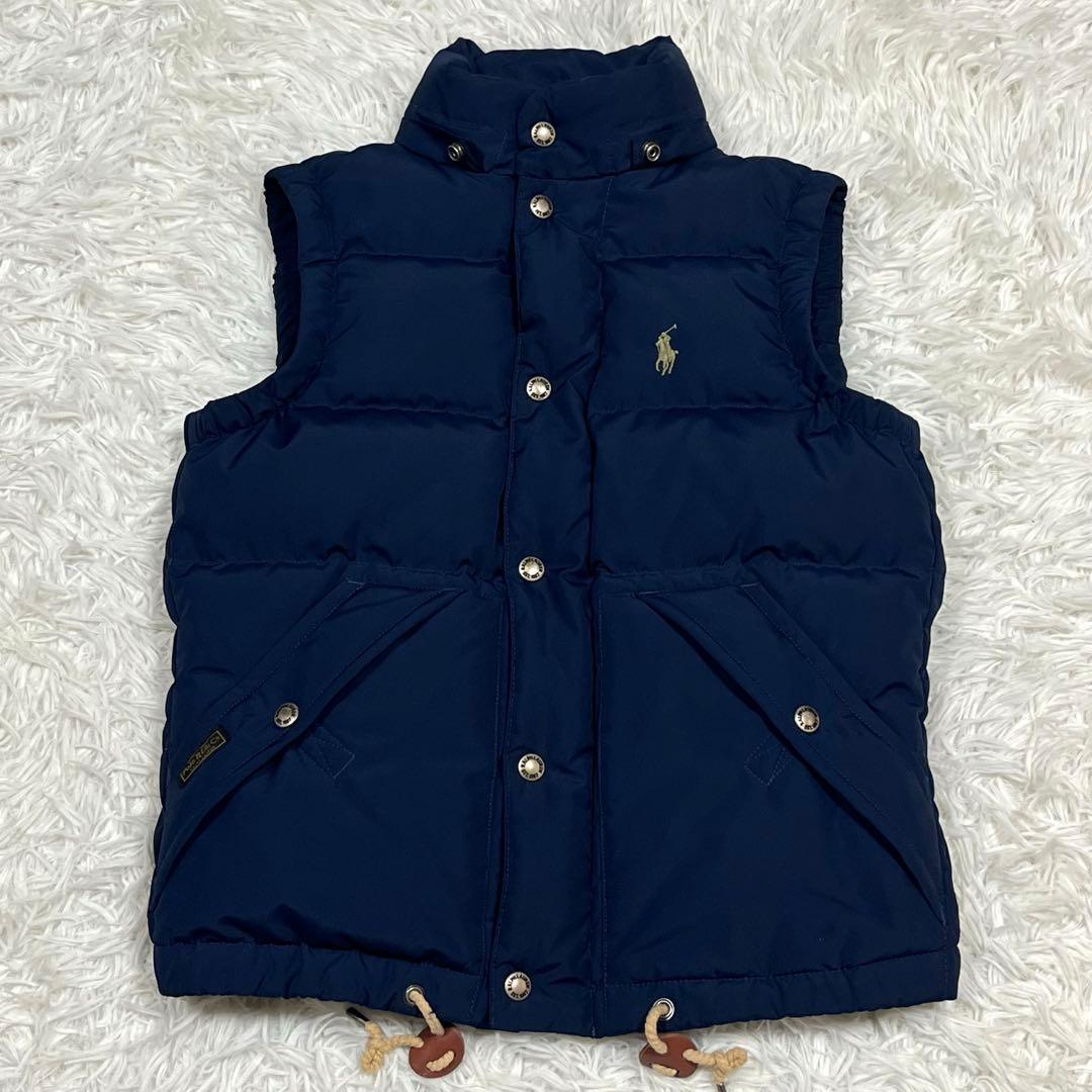 美品✨ラルフローレン フード付きダウンベスト ネイビー レディースXSポニー刺繍