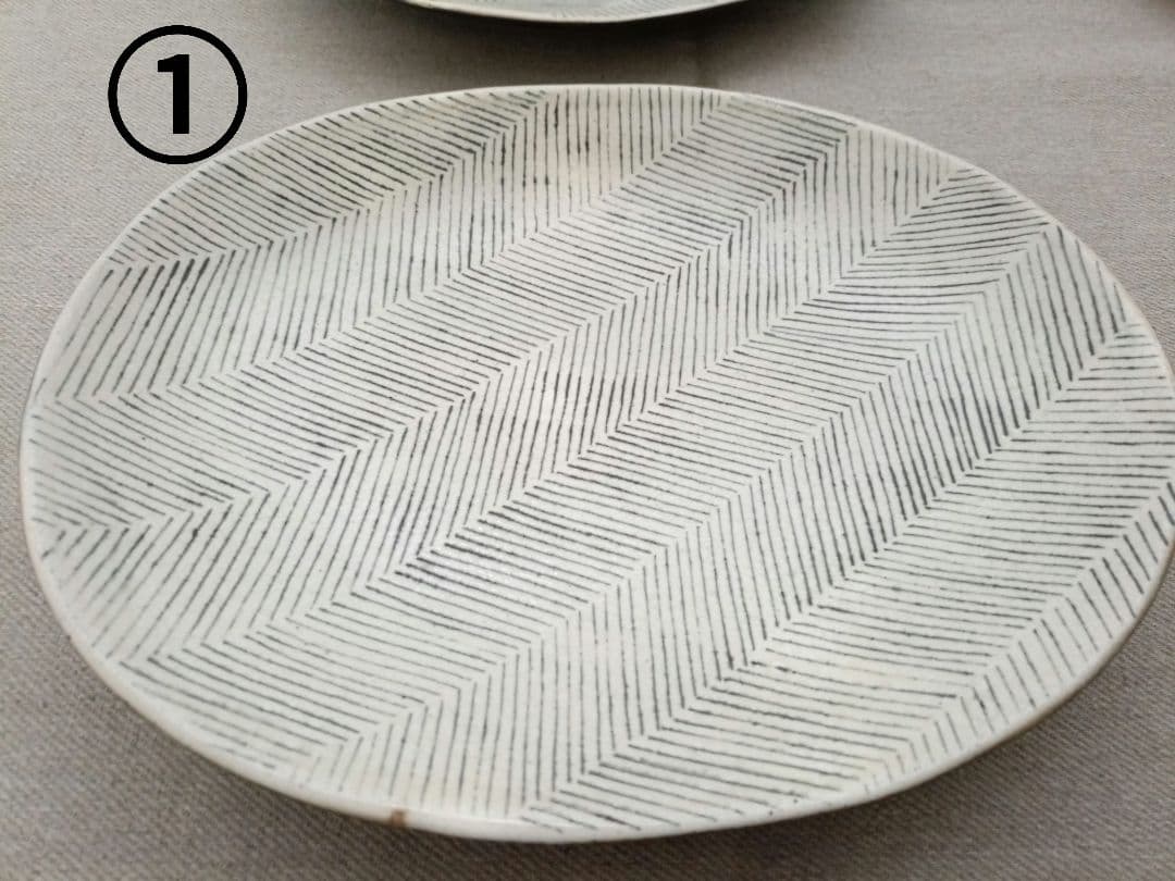 石岡信之　ヘリンボーン　楕円皿　5枚セット