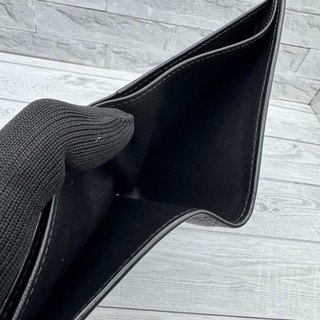 【希少・美品】LOEWE バイフォールド アナグラム 二つ折り ブラック　レザー