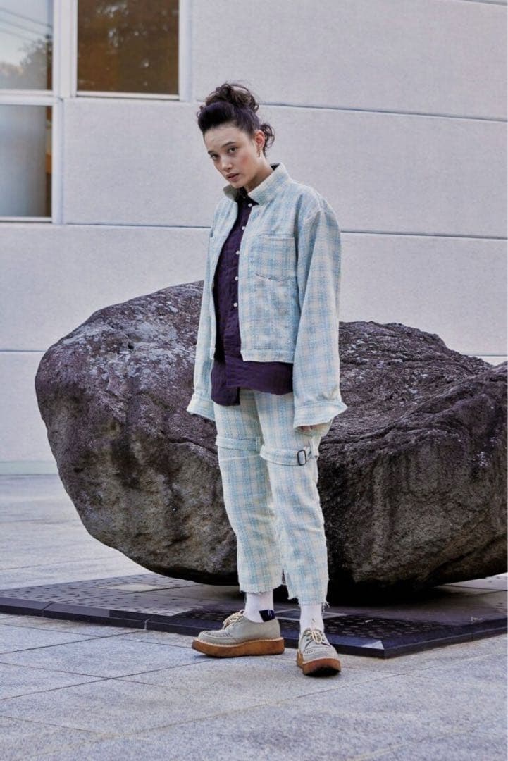 【tokio】チェック ファンシー ツィード トラッカージャケット