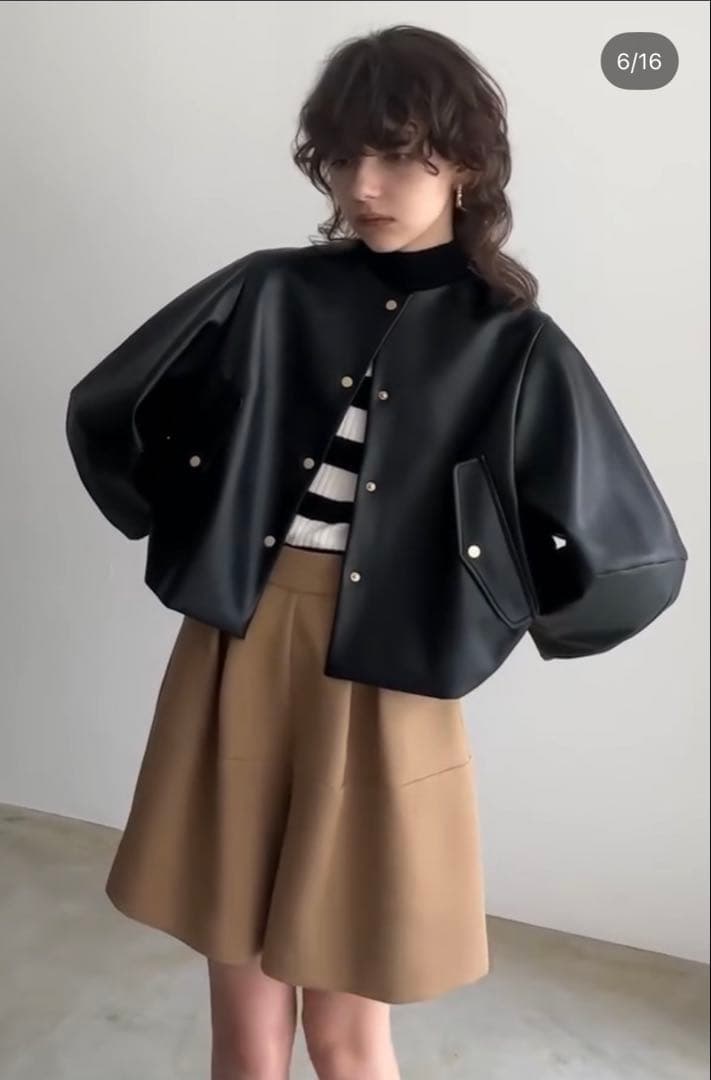 【美品】TREFLE +1 プリーツエコレザージャケット　トレフルワン