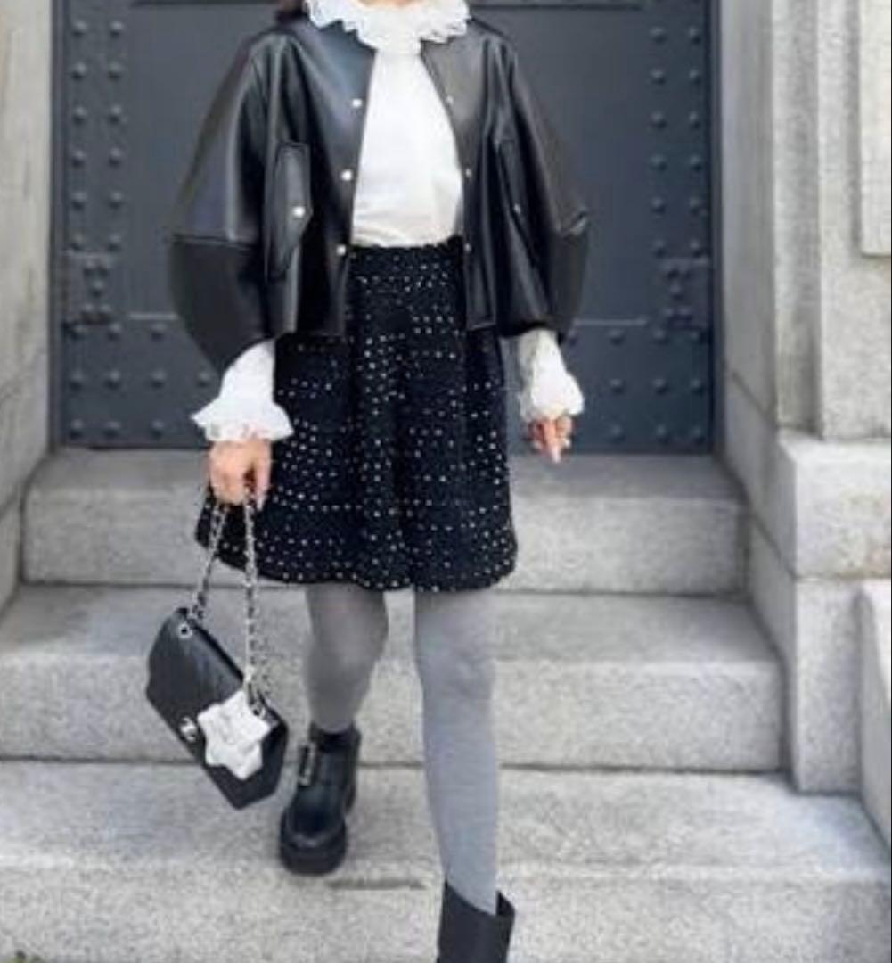 【美品】TREFLE +1 プリーツエコレザージャケット　トレフルワン