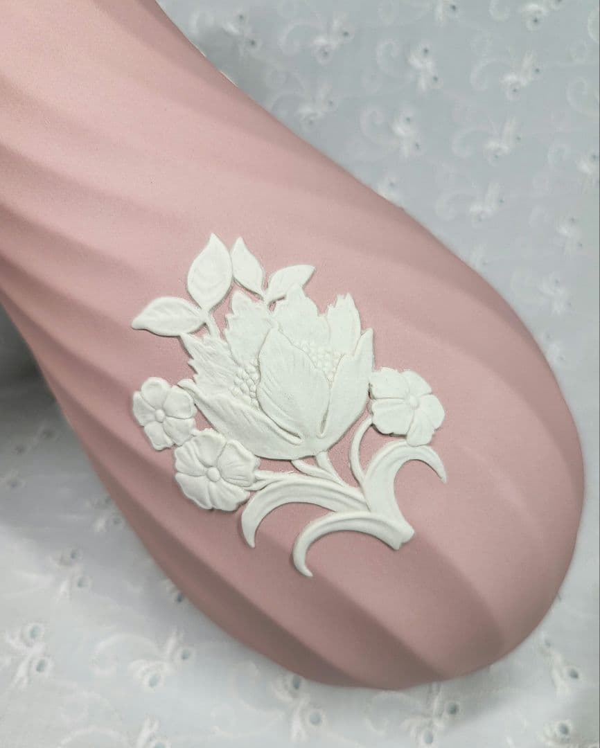 英国製✨ウェッジウッド ジャスパー 花瓶 フラワーベース 大 ピンク 美品
