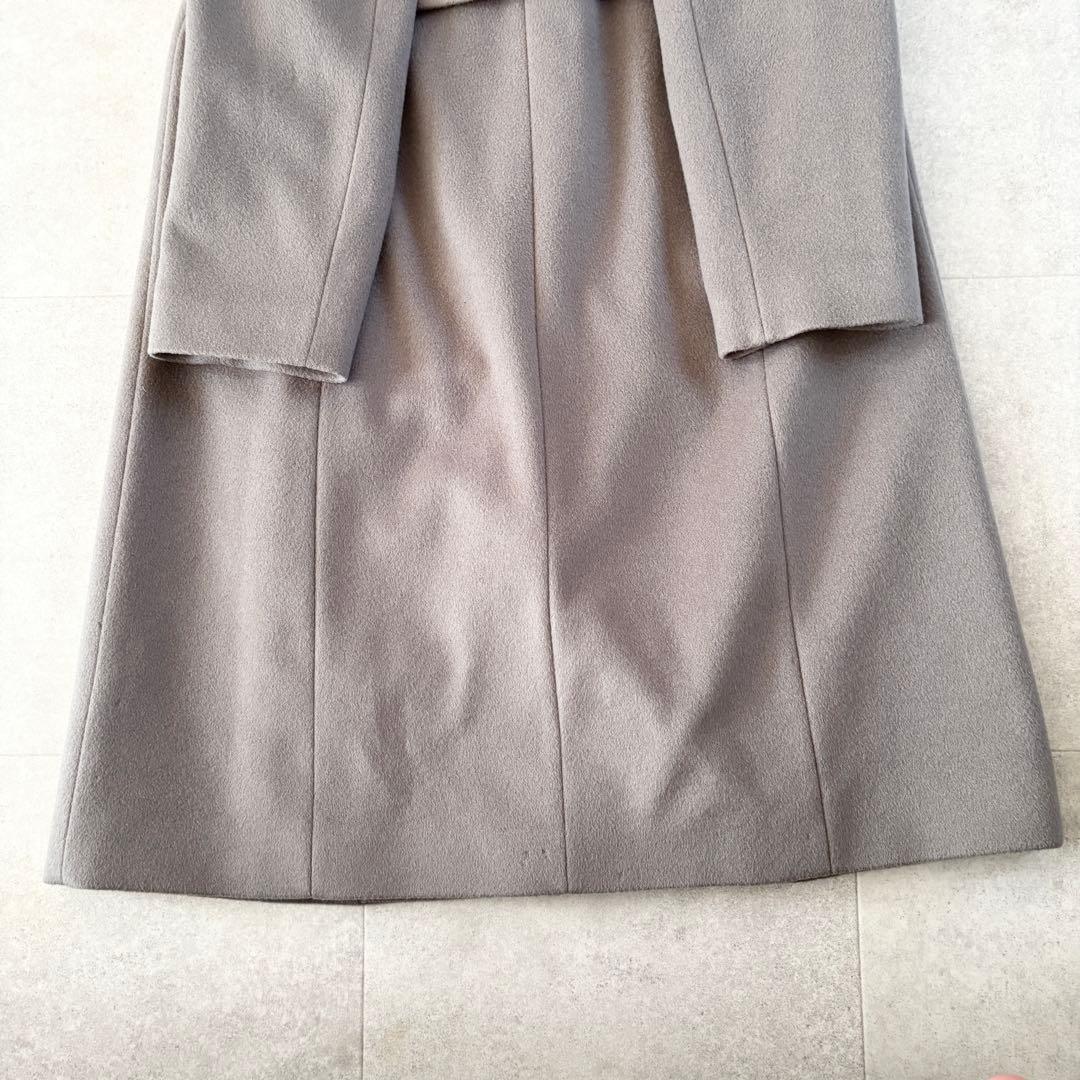 ベルト付き✨️アンタイトル スタンドカラーロングコート 2 グレージュ 比翼