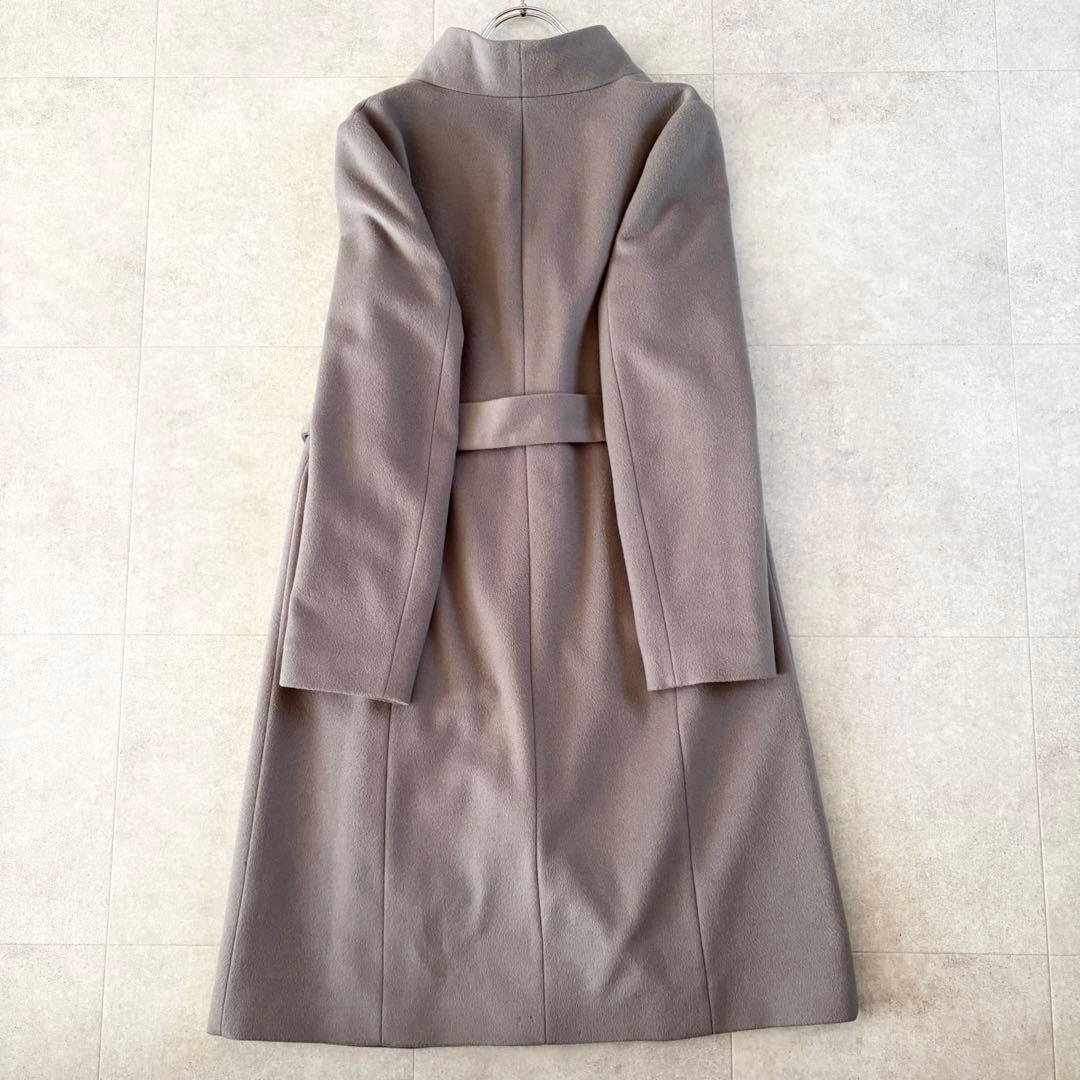 ベルト付き✨️アンタイトル スタンドカラーロングコート 2 グレージュ 比翼
