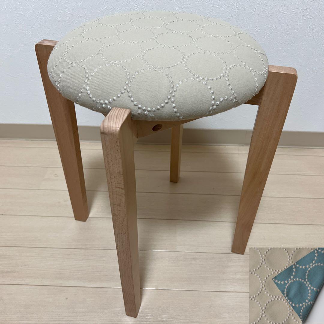 ミナペルホネン スツール タンバリン 角脚 【エクリュ/ライトブルー】椅子