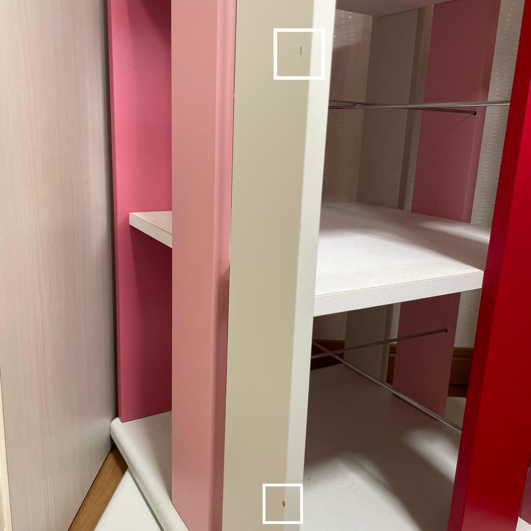 木製　本棚ラック ピンクとホワイト　回転式