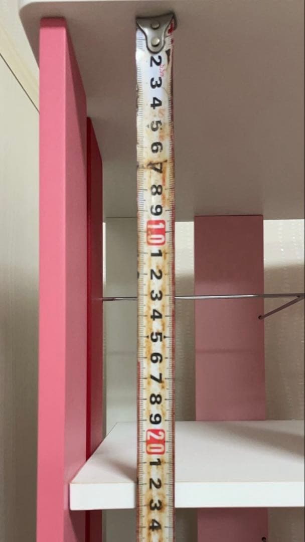 木製　本棚ラック ピンクとホワイト　回転式