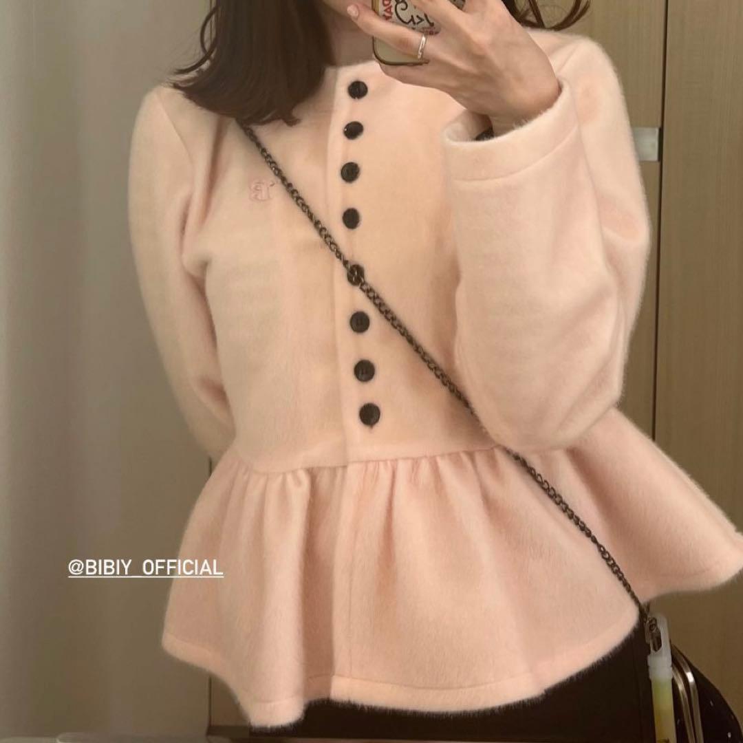 bibiyペプラムカーディガン　ピンク