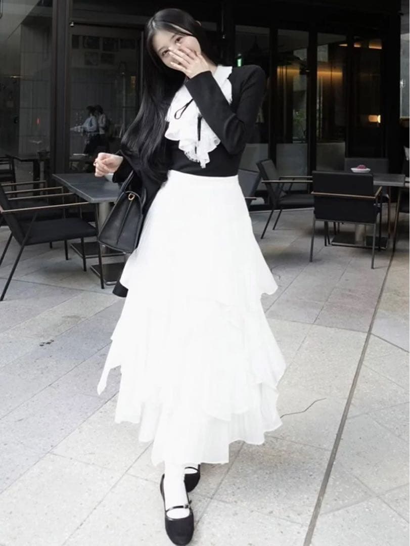 Sustainableレイヤードラッフルニットプルオーバー SNIDEL