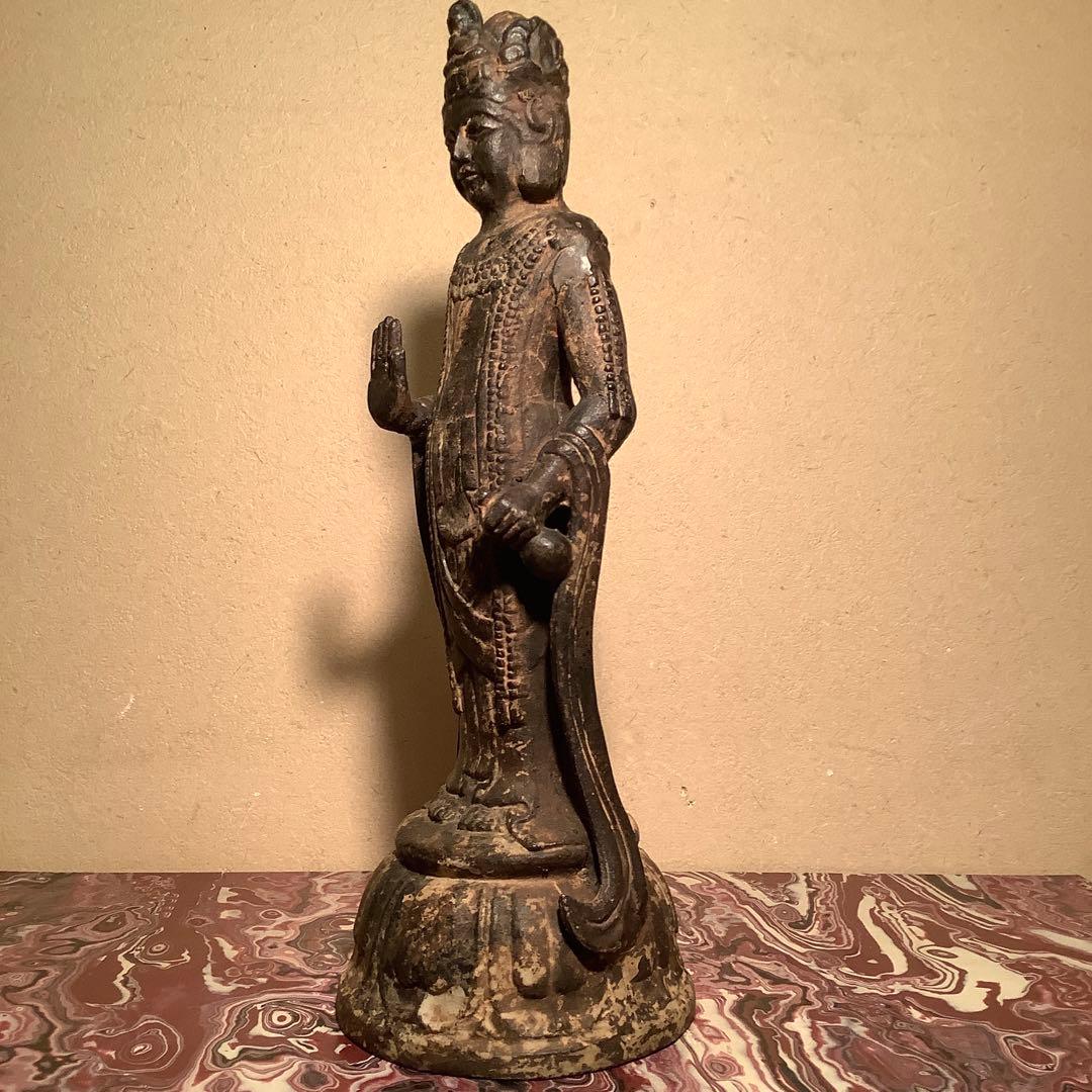 白鳳文化「古鉄・夢違観音菩薩立像」法隆寺・平城京・天平文化・鐵鋳・古鉄鍍金仏